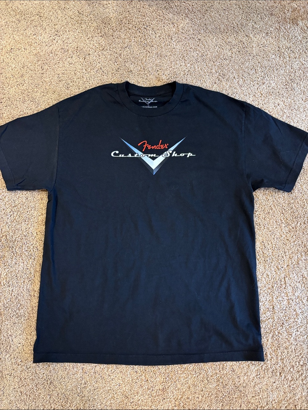 Fender Black Short Sleeve Tee with Red & Silver Logo